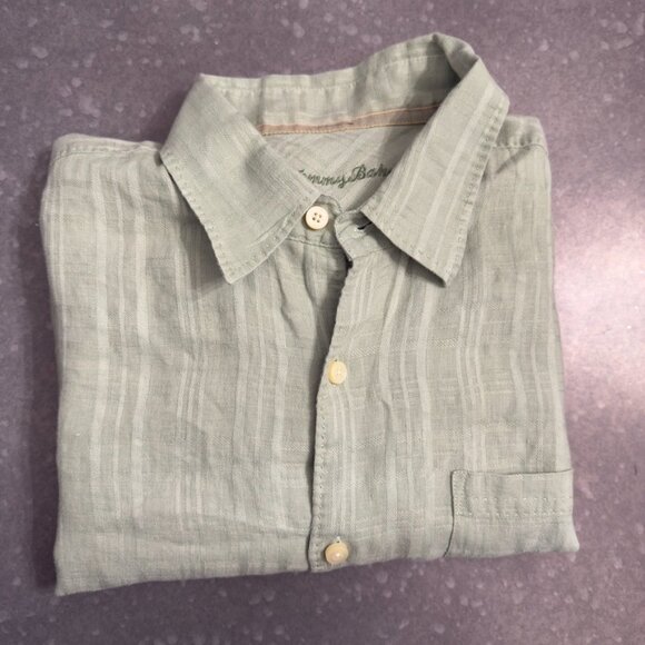 Tommy Bahama 100% Linen Green Short Sleeve Shirt – Size XL - Picture 2 of 13
